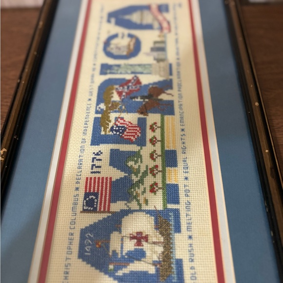 American Heritage Cross-Stitch in Blue Frame Patriotic - Picture 9 of 9